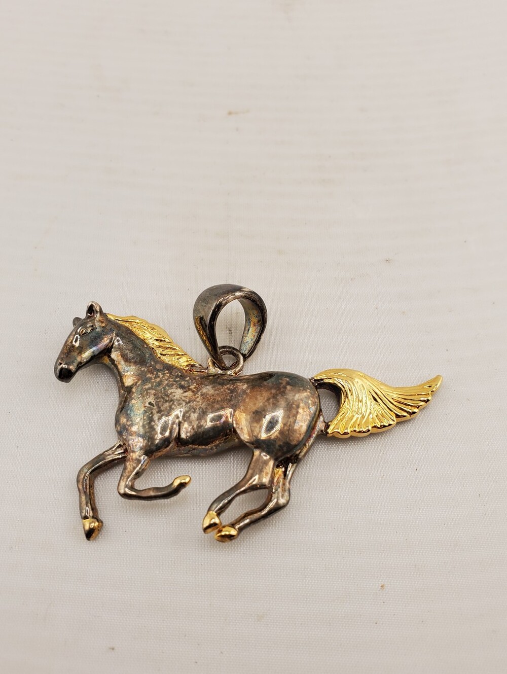 MJ Silver & Gold Running Horse Pendant